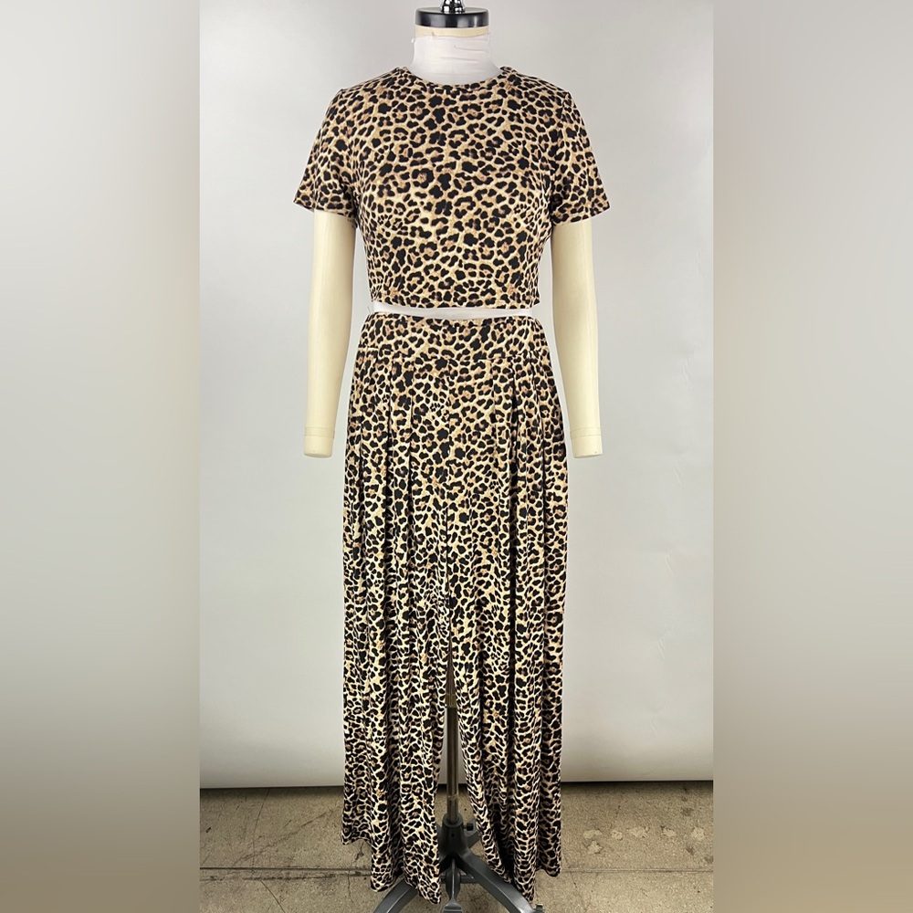 432B. Soft Leopard Pleated Pant and Top Set